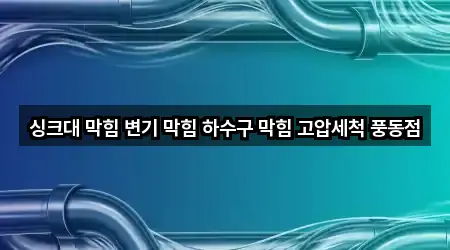 싱크대 막힘 변기 막힘 하수구 막힘 고압세척 풍동점