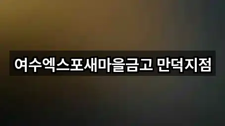 [연락처] 전남 여수시 덕충동 대출 5곳